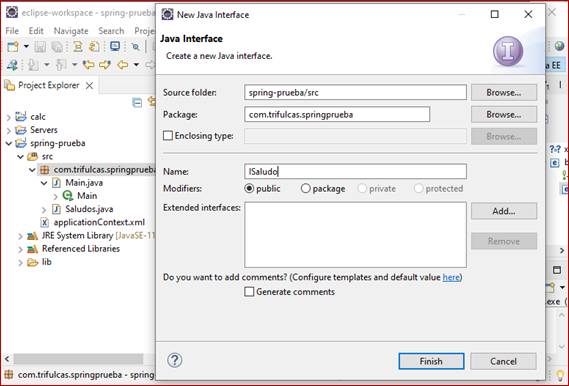 Captura de pantalla 19 - Creación de la clase Java interface ISaludo.